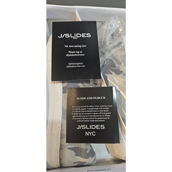 J/Slides NEW Womens 8.5M Alara1 Suede Leather Camo Grey Slip-On Sneakers - Picture 10 of 11